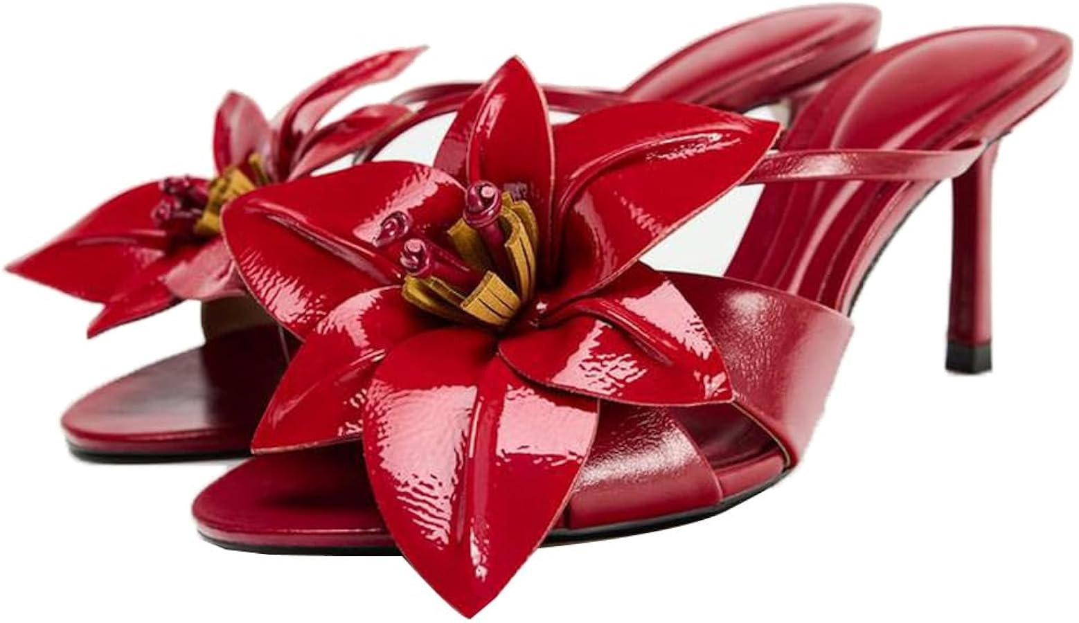 YIYA Women's Flower Mules Heels Open Pointed Toe Stiletto Kitten Heels Slip On Dress Party Sandal... | Amazon (US)