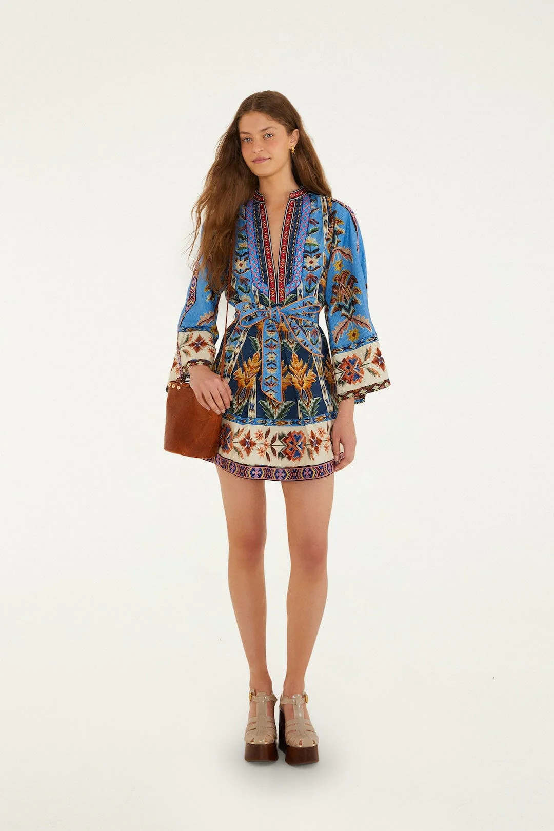 Blue Embroidered Tapestry Mini Dress, EMBROIDERED TAPESTRY BLUE / XL | FarmRio (US)