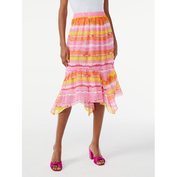 Scoop Women's Ruffle Tiered Midi Skirt - Walmart.com | Walmart (US)