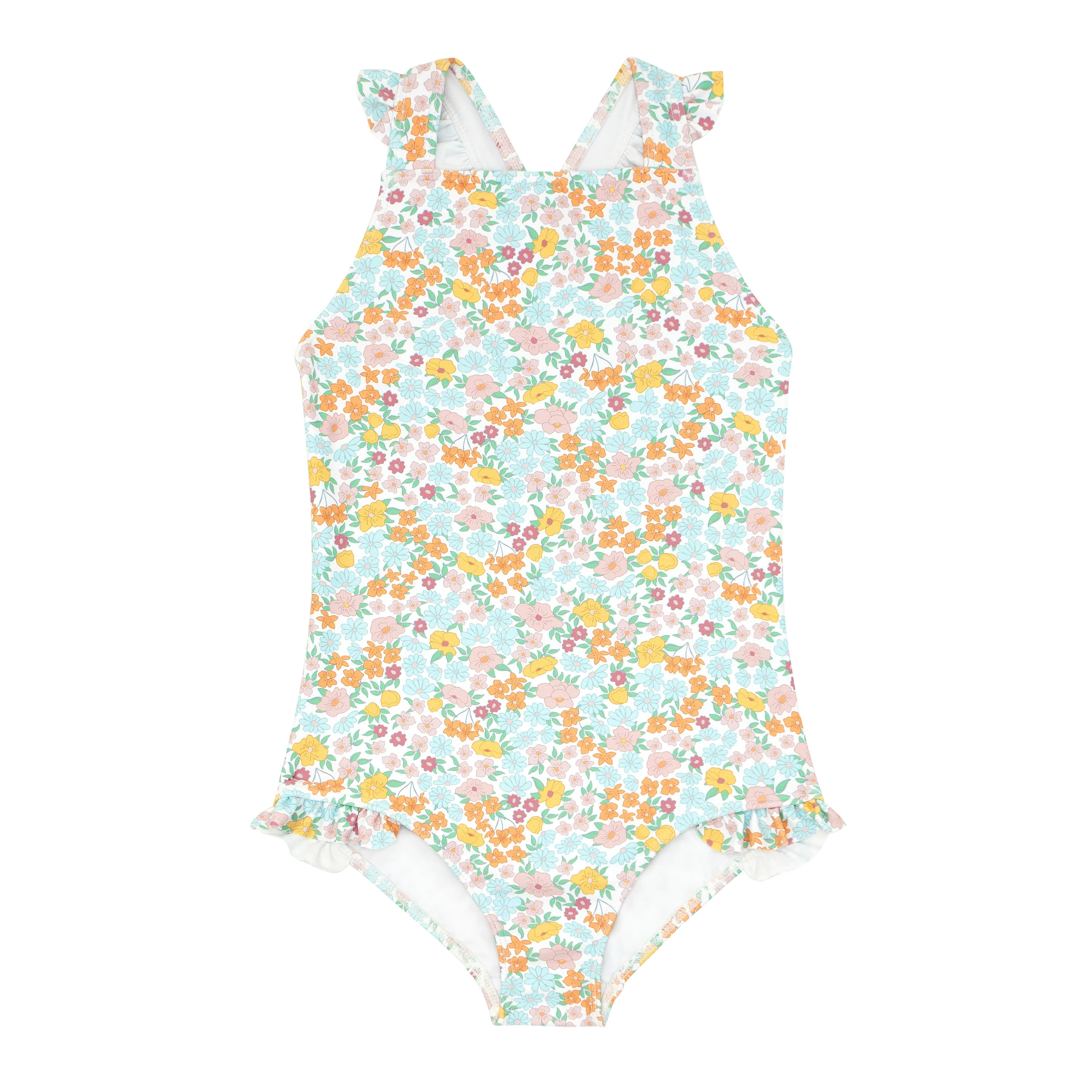 girls hawaiian floral crossover one piece | minnow