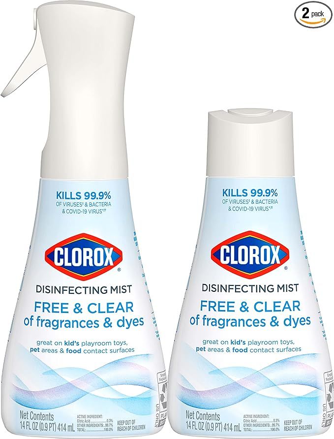 Clorox Free & Clear Disinfecting Mist, Household Essentials, 1 Spray Bottle and 1 Refill, 14 Fl O... | Amazon (US)