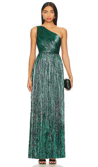 x REVOLVE Claire Pleated Gown in Green | Revolve Clothing (Global)
