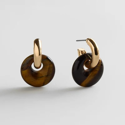 Shea Semi-Precious Drop Earrings - Tiger's Eye | BaubleBar
