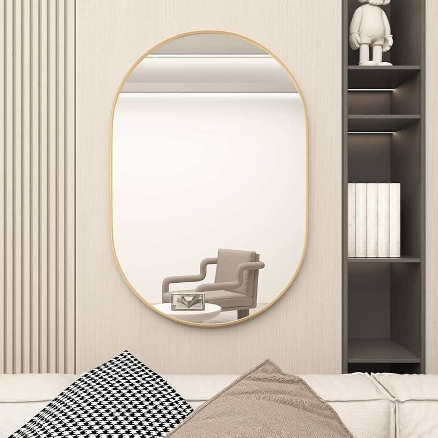NEUWEABY Oval Bathroom Mirror Capsule Wall Vanity Mirror, 20"x30" Pill Mirrors Wall Mounted Mirro... | Amazon (US)