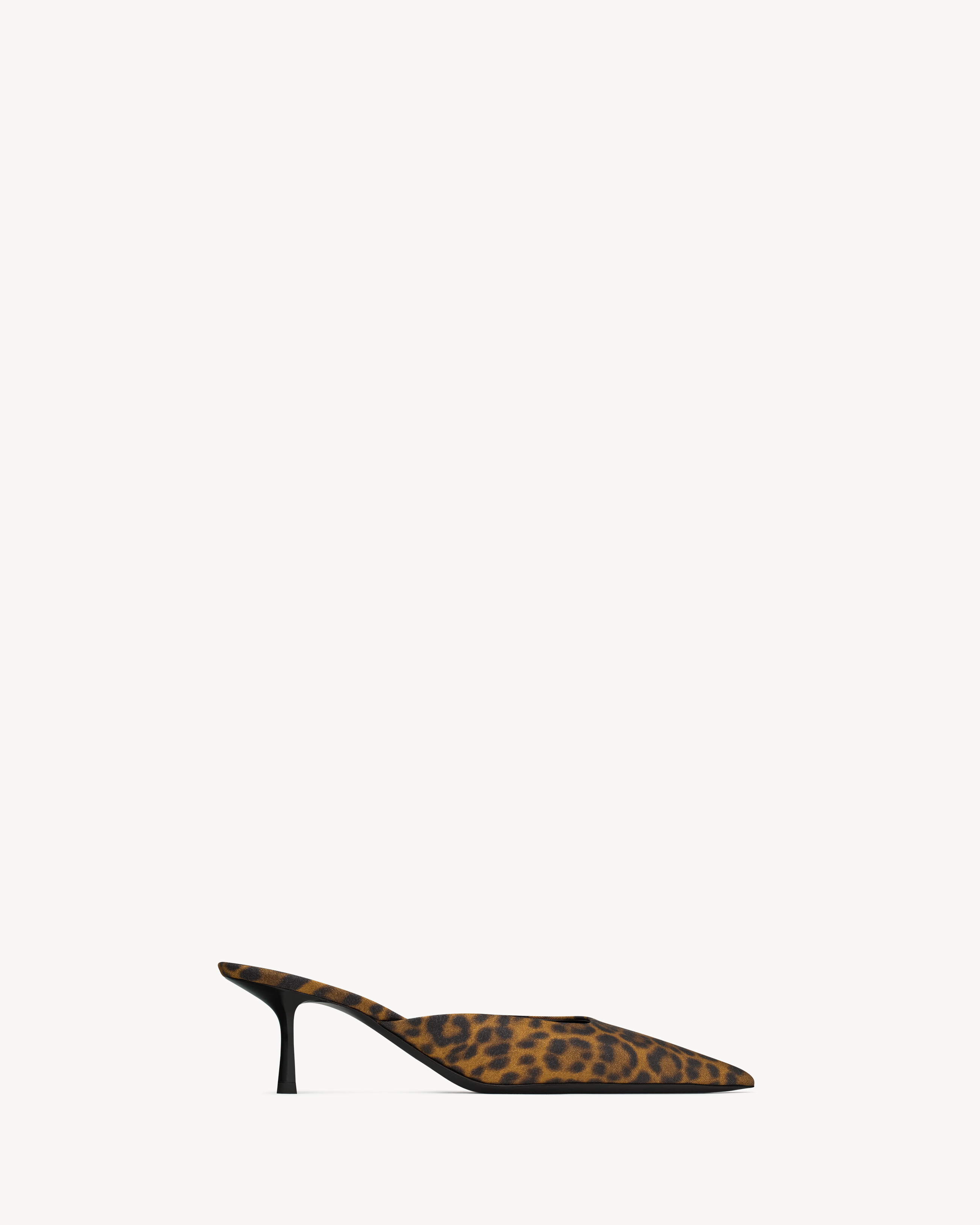 Barbara Mules In Leopard Grosgrain Amber 9.5 | Saint Laurent Inc. (Global)