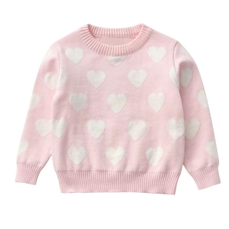 Valentines Day Baby Kids Girls Boys Valentin Love Heart Print Knit Pullover Sweater Tops Valentin... | Walmart (US)