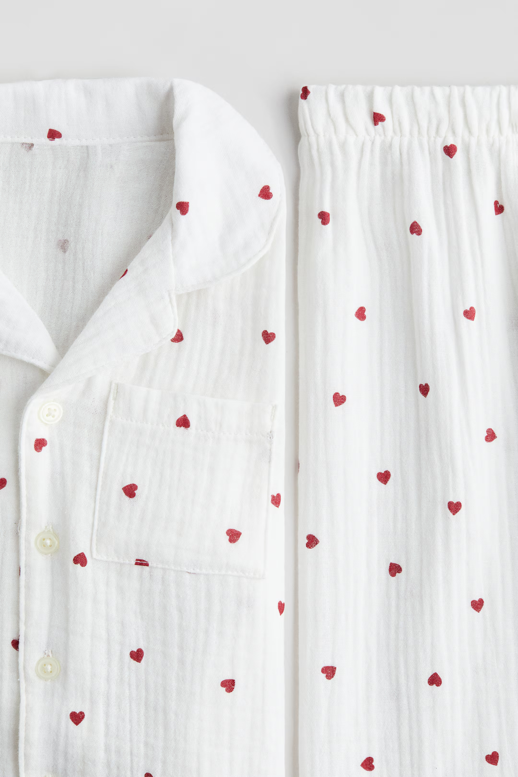 Cotton muslin pyjamas - White/Hearts - Kids | H&M GB | H&M (UK, MY, IN, SG, PH, TW, HK)