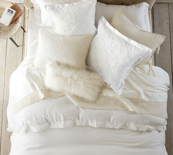 Pick-Stitch Handcrafted Cotton Linen Quilted Sham | Pottery Barn (US)