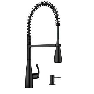 MOEN Essie Single-Handle Pre-Rinse Spring Pulldown Sprayer Kitchen Faucet with Power Clean in Mat... | The Home Depot