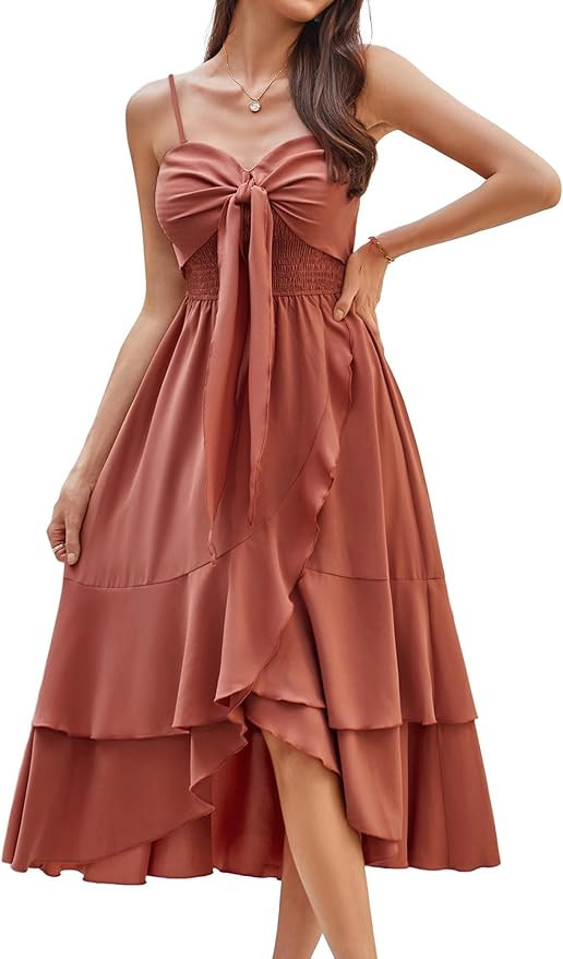 GRACE KARIN Women's Sleeveless Casual Midi Dress Summer Smocked Tiered Dresses Boho Beach A Line ... | Amazon (US)