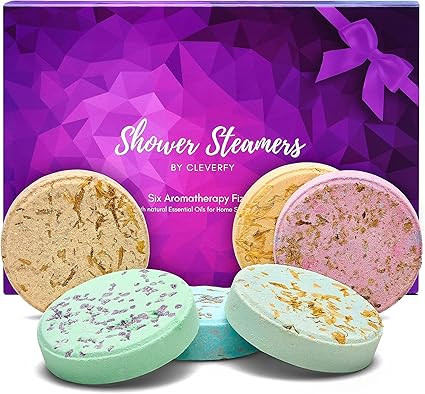 Cleverfy Aromatherapy Shower Steamers - Variety Pack of 6 Shower Bombs with Essential Oils. Purpl... | Amazon (US)