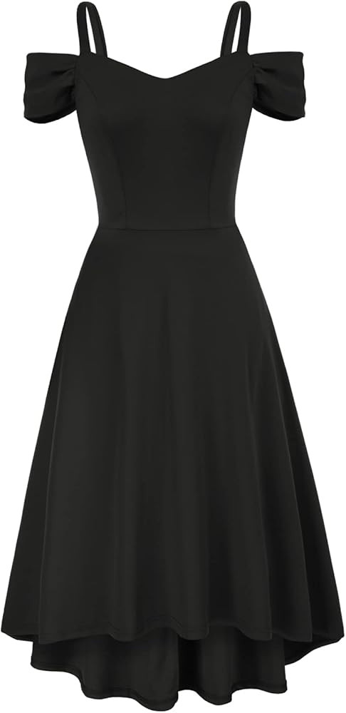 GRACE KARIN Women's Cold Shoulder Cocktail Dress V Neck Elegant Midi Wedding Party Dress | Amazon (US)