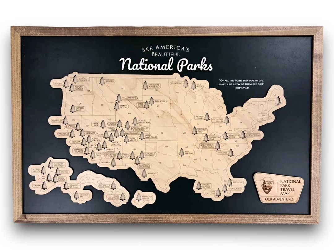 US National Parks Travel Map, National Parks Marker Map, US Travel Map, family road trip tracker,... | Etsy (US)