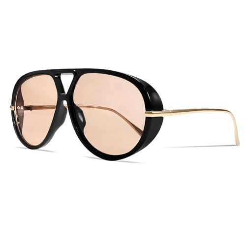 GUVIVI Retro Gold Aviator Sunglasses for Women Men, 2026 Metal Oversized 70s Aviators Black Sun Glasses | Amazon (US)