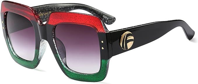 FEISEDY Oversized Square Sunglasses Multi Tinted Glitter Frame Stylish Inspired B2276 | Amazon (US)