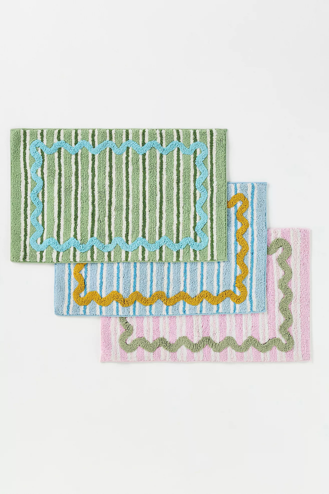 Maeve Madeline Cotton Tufted Stripe Scallop Bathmat | Anthropologie (US)