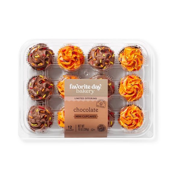 Harvest Chocolate Mini Cupcakes with Orange & Fudge Icing - 10oz/12ct - Favorite Day™ | Target