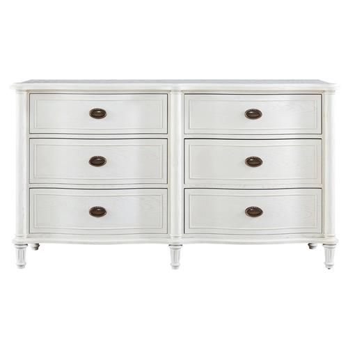 Carlotta French Country Off White Wood 6 Drawer Double Dresser | Kathy Kuo Home