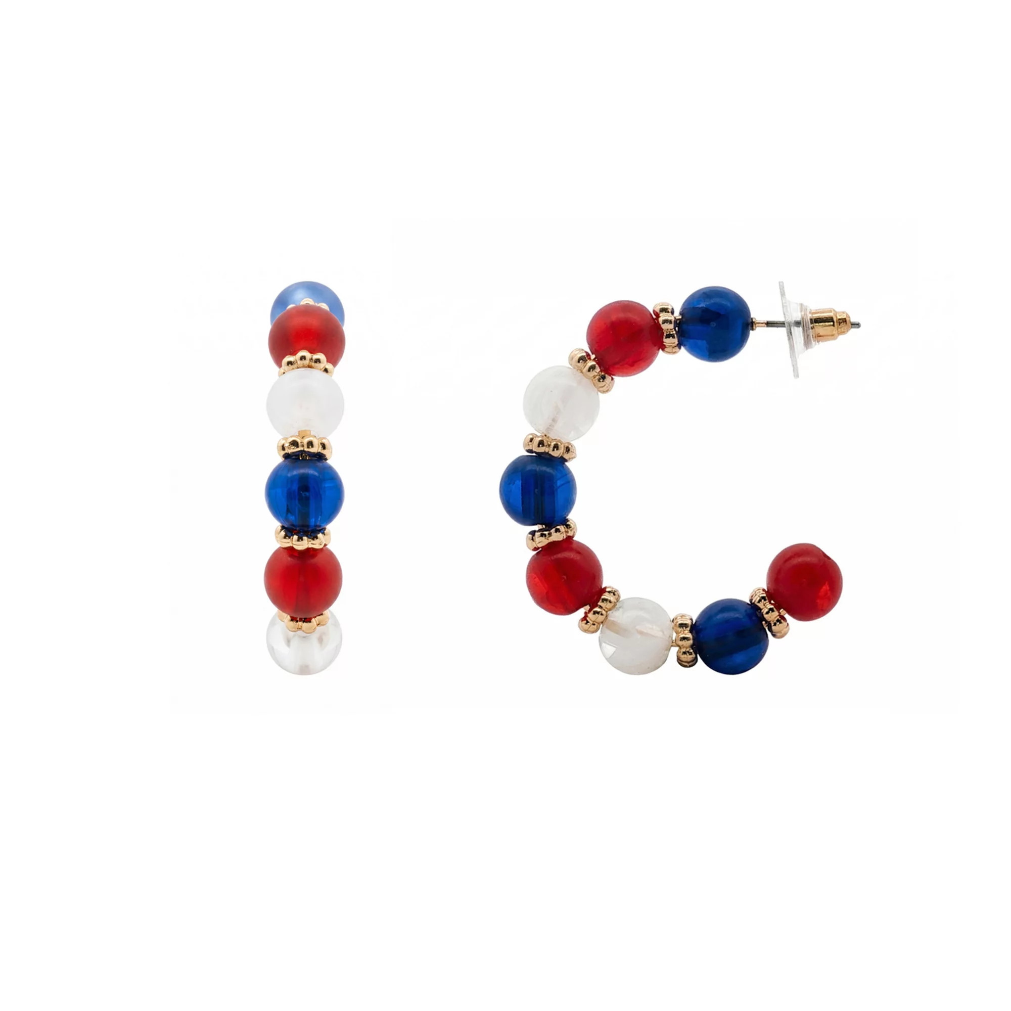 Emberly Gold Tone Multi Beads C Hoop Earrings | Kohl's