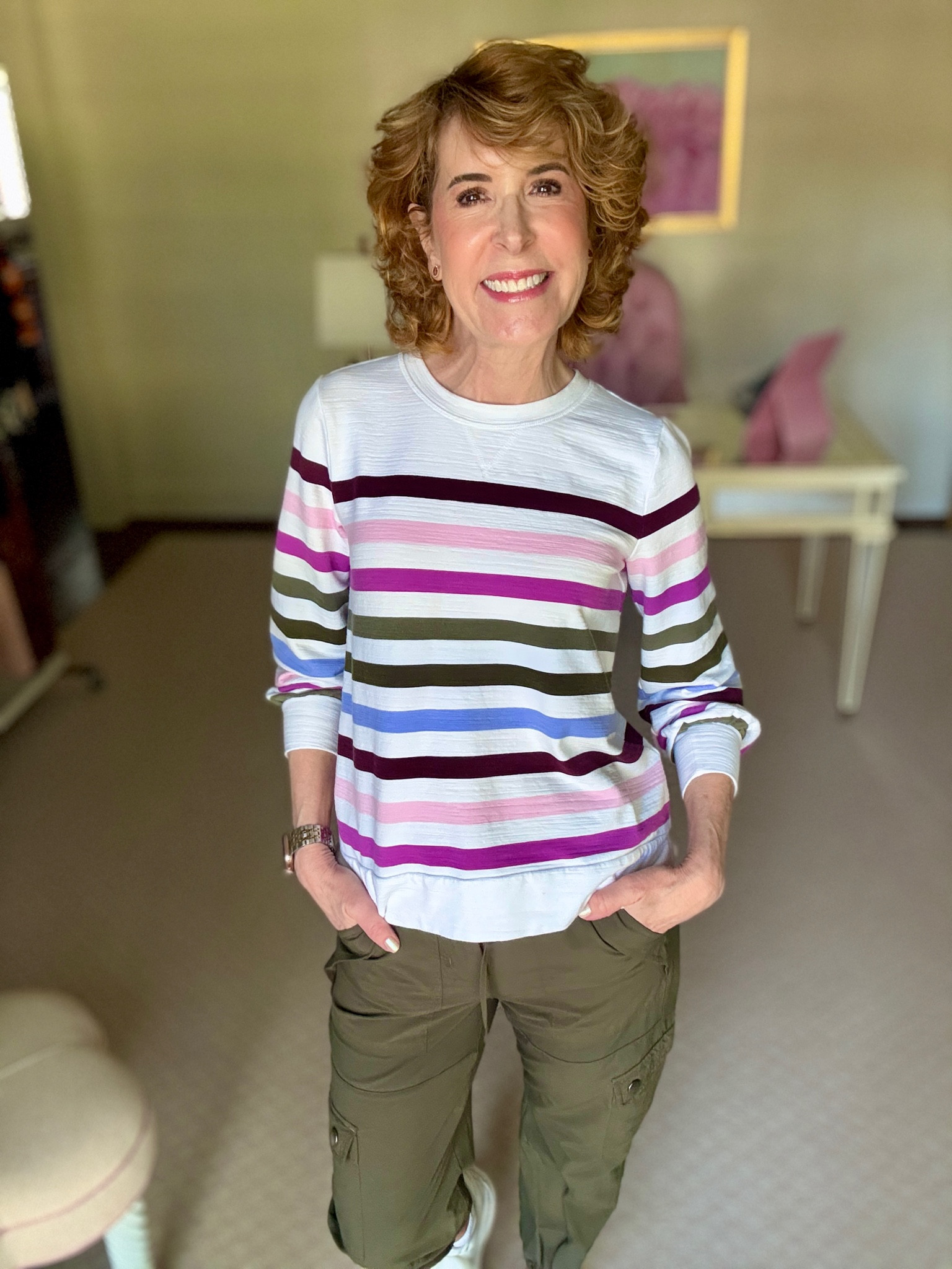 Today’s ootd is this lightweight stripe pullover that is 30% off today! I paired it with green joggers!

#LTKFindsUnder100 #LTKOver40 #LTKSaleAlert