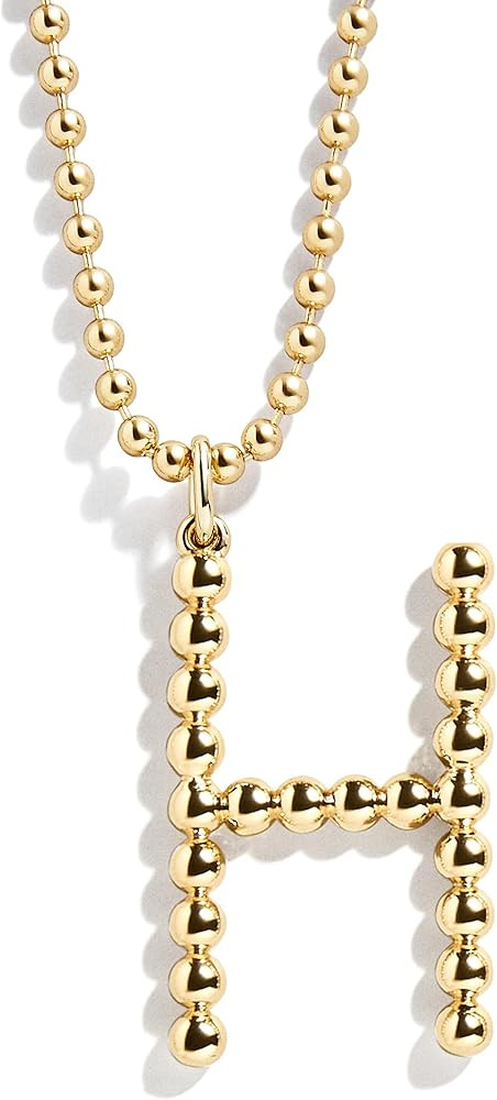 BaubleBar Oversized Initial Pisa Necklace for Women, Gold-Plated Beaded Necklace, Perfect Persona... | Amazon (US)