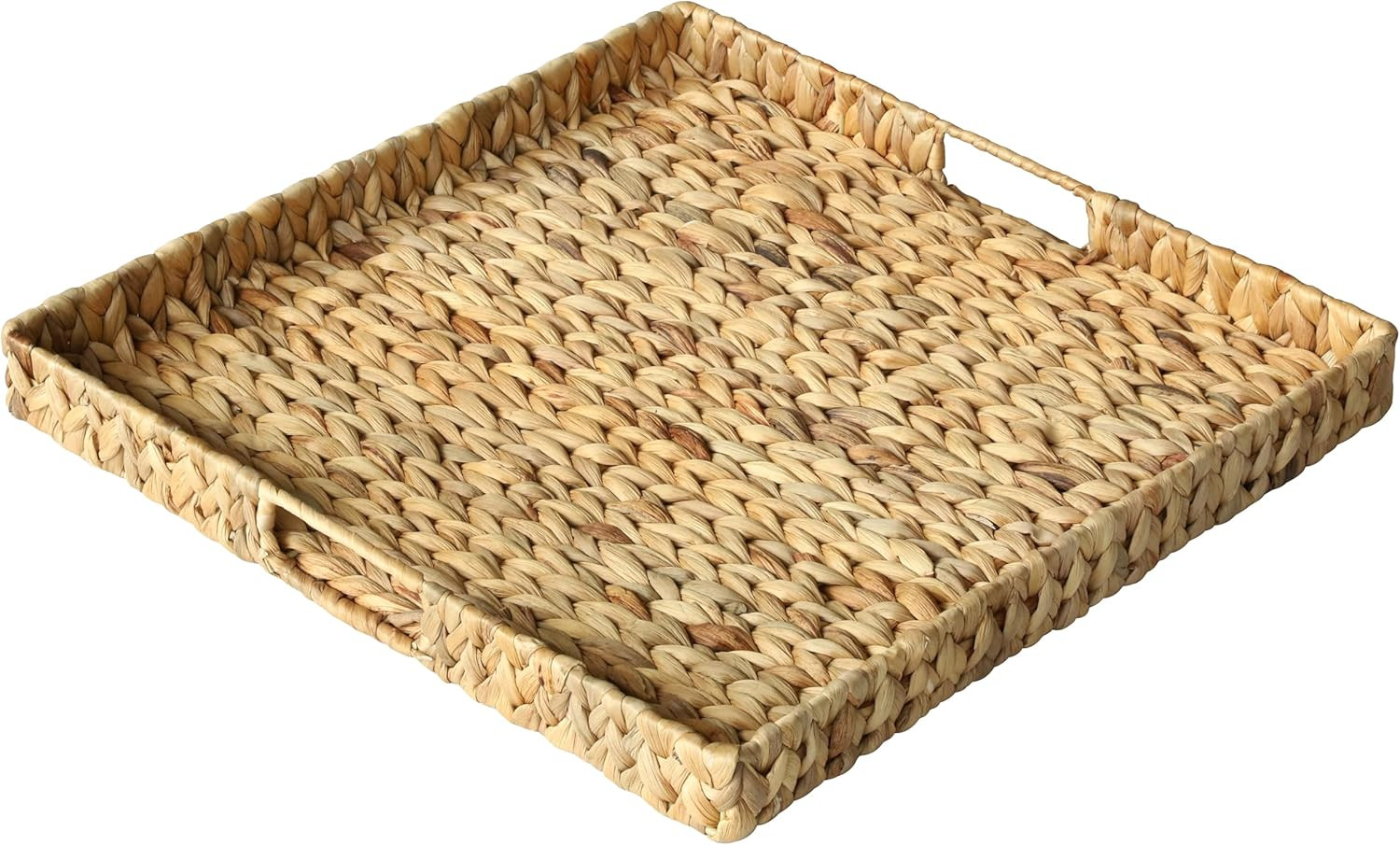Square Ottoman Table Tray 19.7" with Handles - Water Hyacinth Wicker Serving Tray for Farmhouse D... | Amazon (US)
