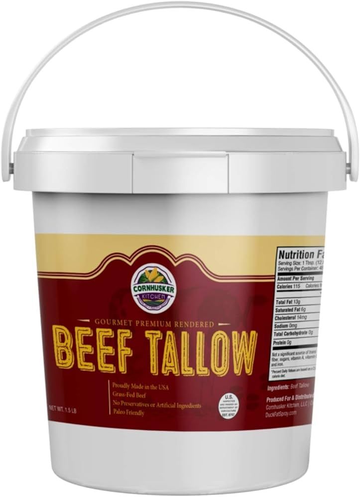 Cornhusker Kitchen Beef Tallow - Grass fed Beef Tallow (1.5 Pound Tubs) | Amazon (US)