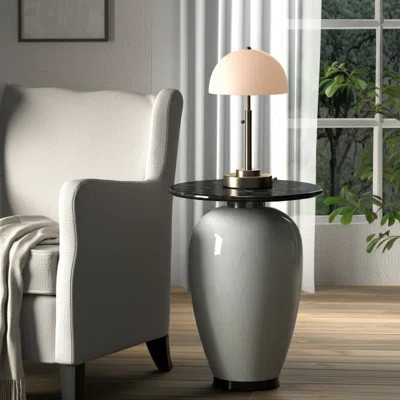 Glass and Marble Accent Table with Sleek Modern Design, Elegant Curved Base, and Durable Construction for Stylish Home Decor. | Wayfair North America