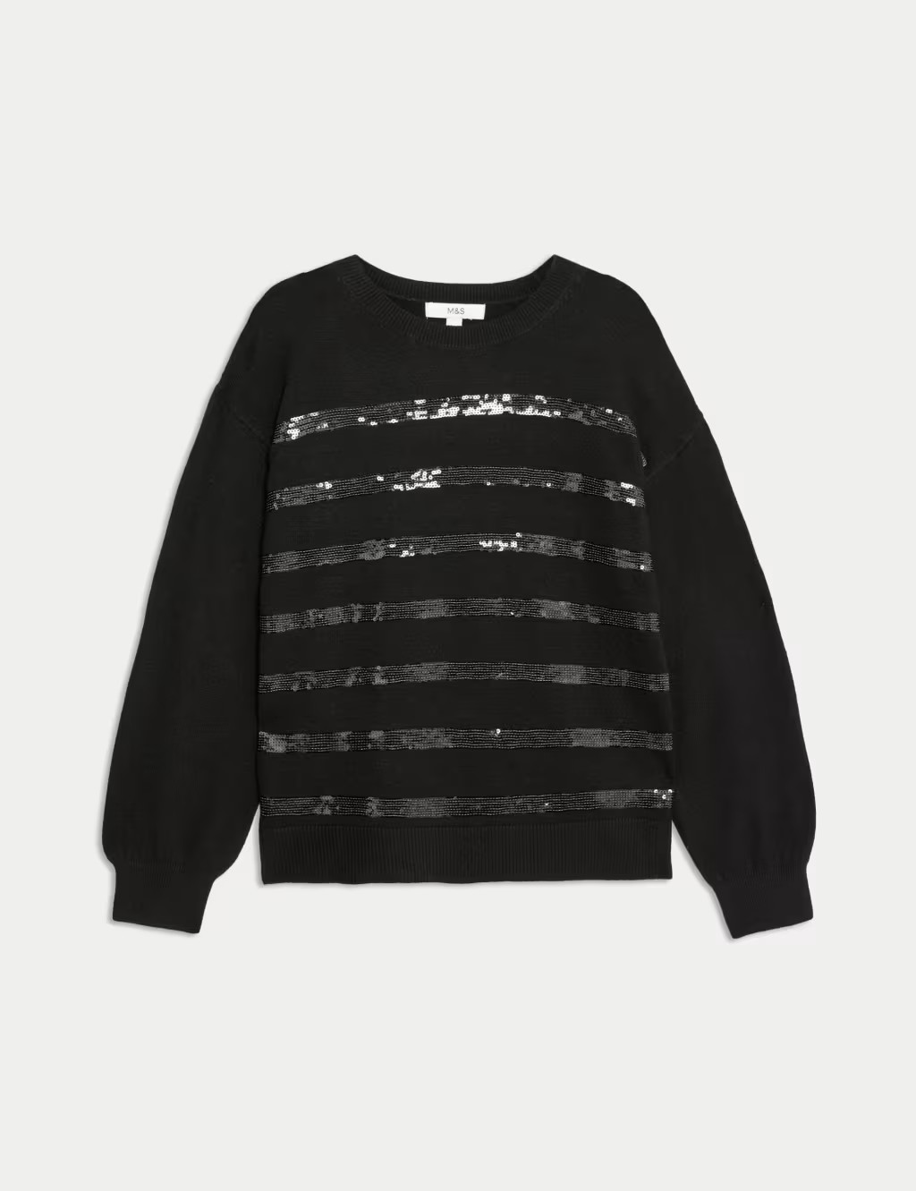 Sequin Stripe Crew Neck Jumper | Marks & Spencer (UK)