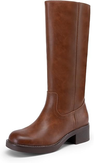 DREAM PAIRS Women's Square Toe Platform Chunky Block Heel Knee High Riding Boots | Amazon (US)