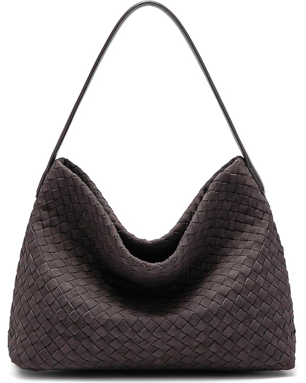 Woven Tote Bags Suede Purse for Women: Vegan Leather Shoulder Handbag - Elegant Satchel for Work ... | Amazon (US)