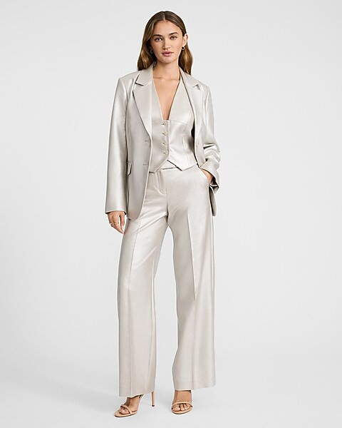 Metallic Halter Neck Blazer Vest | Express