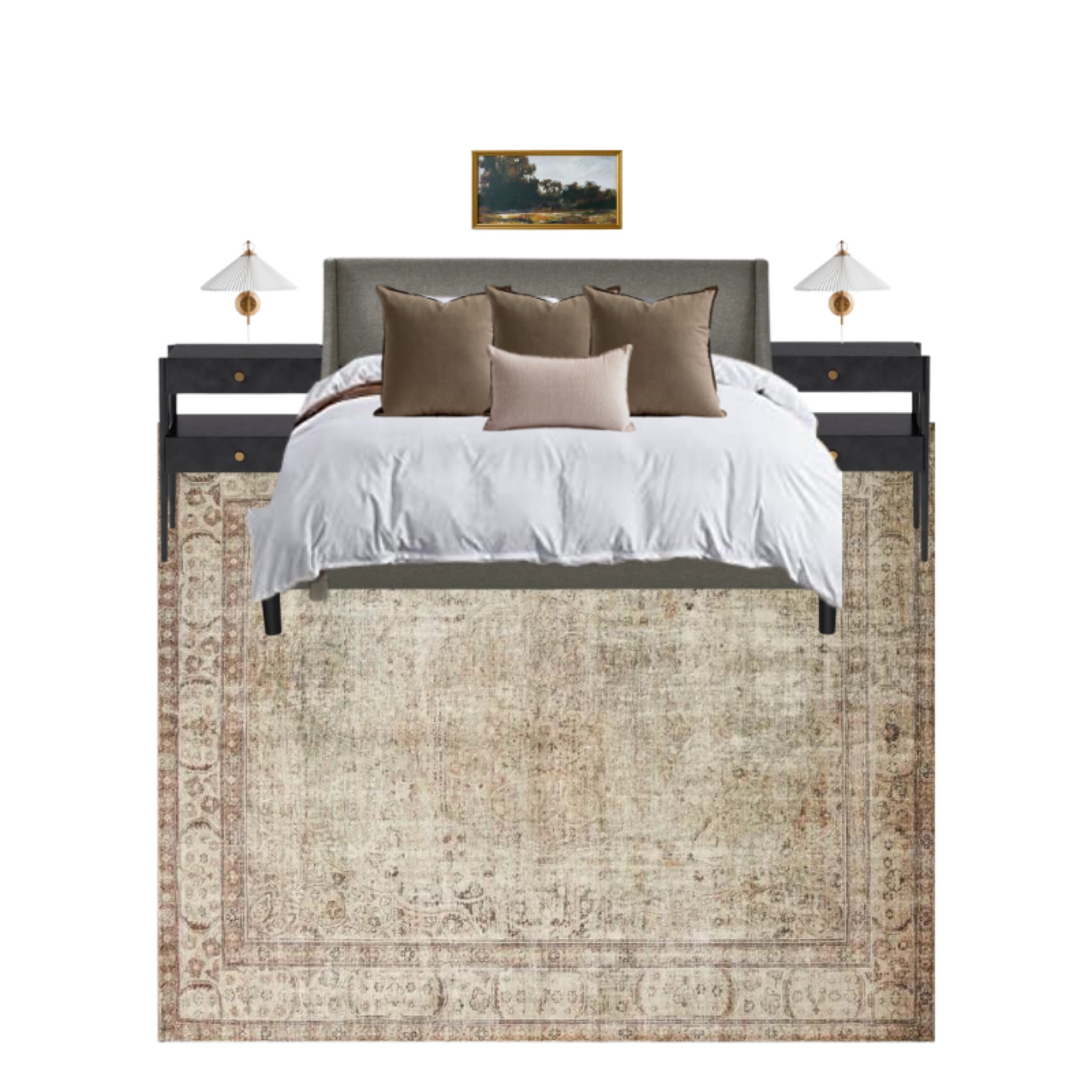 Grey queen bed, bedroom furniture, nightstand, side tables, black nightstand, sconces, modern bedroom 

#LTKhome #LTKsalealert #LTKstyletip