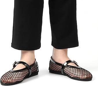 Mesh Ballet Flats for Women Comfortable Buckle Strap Ballerina Shoes Woven Casual Dressy Mary Jan... | Amazon (US)