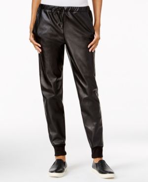 chelsea sky Faux-Leather Jogger Pants, Only at Macy's | Macys (US)
