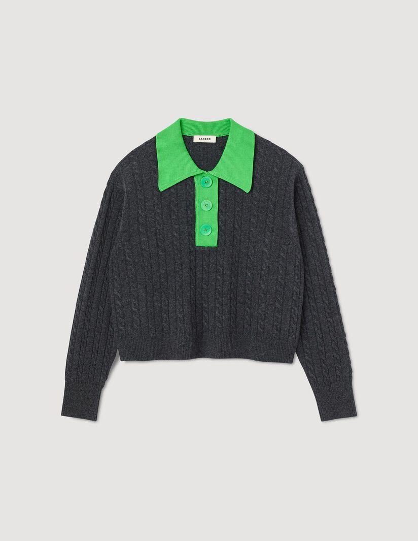Cropped cable-knit sweater | Sandro-Paris US