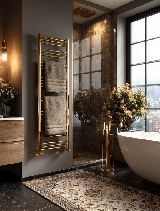 Bathrooms may be smaller spaces, but they should never feel like an afterthought.

One statement piece can completely transform the entire room, and this extra-long gold towel rack is exactly that piece.

There is something incredibly elegant about gold against stone, marble, dark tile, or warm wood. It instantly adds that spa-inspired luxury you see in high-end hotels, designer homes, and beautiful wellness resorts around the world. But beyond the beauty, it is also practical. Your towels stay organized, easy to reach, beautifully displayed, and part of the decor instead of feeling hidden away.

This is what elevated home decor is really about. Functional pieces becoming beautiful design moments.

The reason oversized towel racks work so well is because they draw the eye vertically and create that architectural statement in a bathroom without needing a full renovation. Even if your bathroom is simple, adding one elegant gold feature instantly changes the entire atmosphere.

Whether you have room for a dramatic full-length towel rack like this or need a smaller version for a compact bathroom, the effect is the same: warm, timeless, luxurious.

Bathrooms deserve the same attention as living rooms and bedrooms. After all, they are part of your daily rituals too.

Everything is linked below in our edit.

#BathroomDecor #QuietLuxury #HomeDecorIdeas 

 #LTKHome