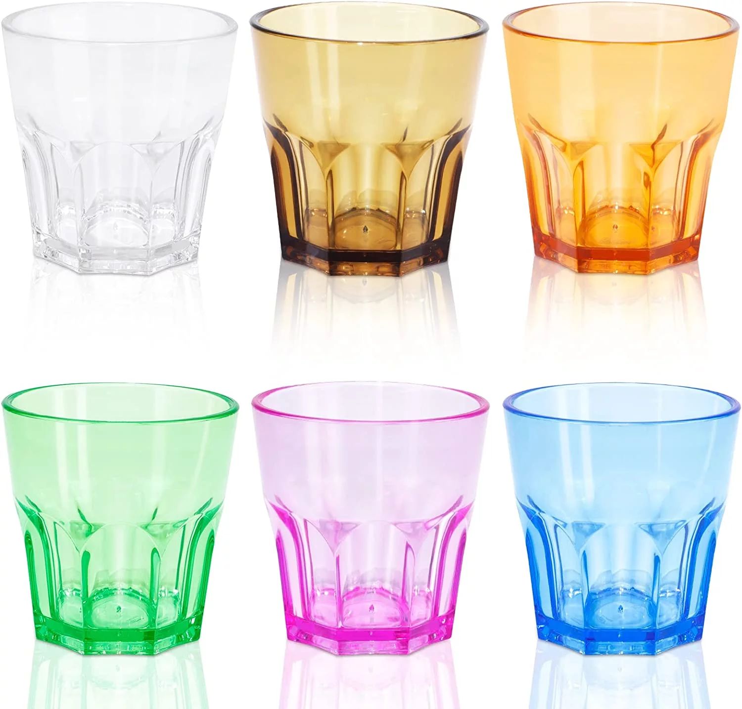Colored Acrylic Glasses Drinkware, Unbreakable Glasses Drinking Set of 6, Plastic Cups Reusable, ... | Walmart (US)