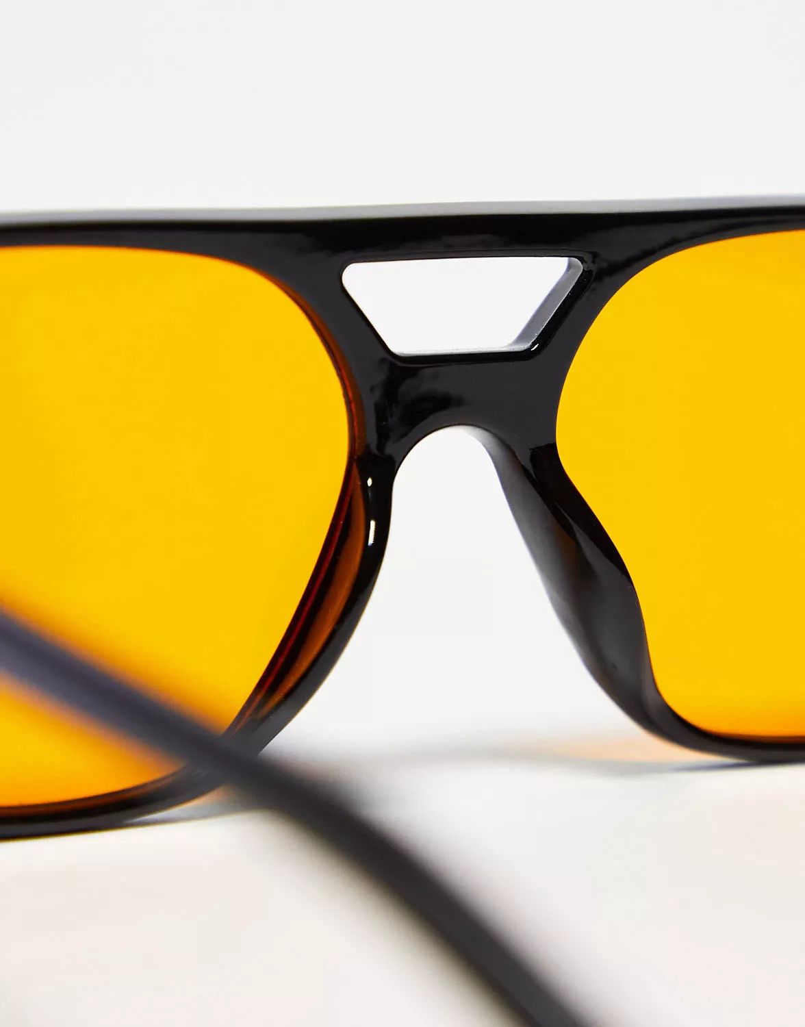 ASOS DESIGN fine frame aviator fashion glasses with orange lens  | ASOS | ASOS (Global)