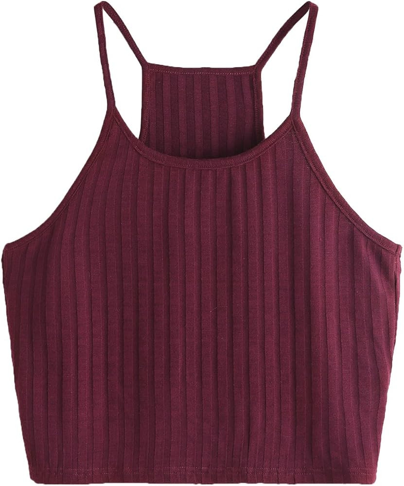SheIn Women's Summer Basic Sexy Strappy Sleeveless Racerback Crop Top | Amazon (US)