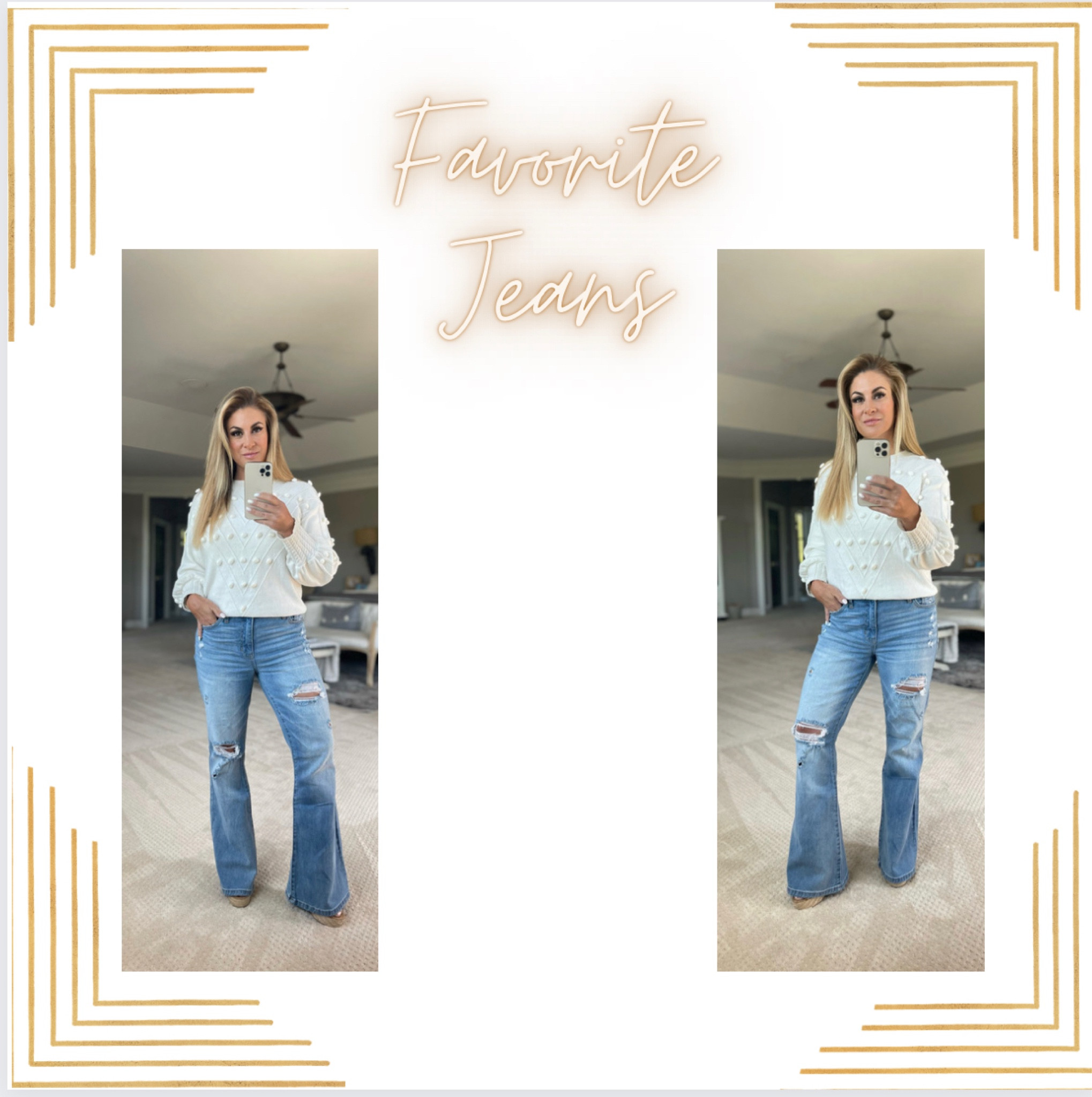 Loving these new mid-rise jeans from Altar’d State! The fit, the flare, the distressed parts are perfection. I paired it with this cute sweater from Amazon since it was chilly this morning. Pop on a cute wedge sandal and you’re out the door! 
#jeans #styletip #spring #fashionfinds 

#LTKstyletip #LTKSeasonal #LTKFind