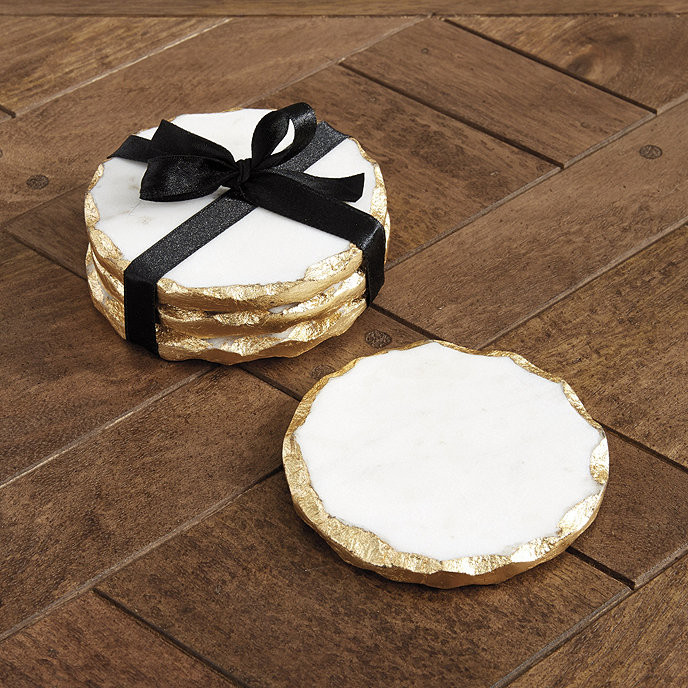 Gilded Stone Coasters - Set of 4 | Ballard Designs | Ballard Designs, Inc.