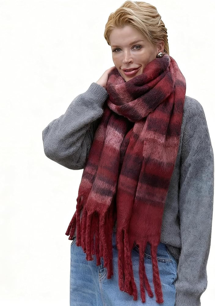 MissShorthair Oversized Chunky Blanket Scarf for Women Winter Warm Colorful Big Scarfs Plaid Thic... | Amazon (US)