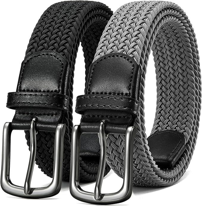 Stretch Belts for Men, CHAOREN Elastic Braided Woven Belt 2 Pack, Mens Belts Casual 1 3/8" in Gif... | Amazon (US)