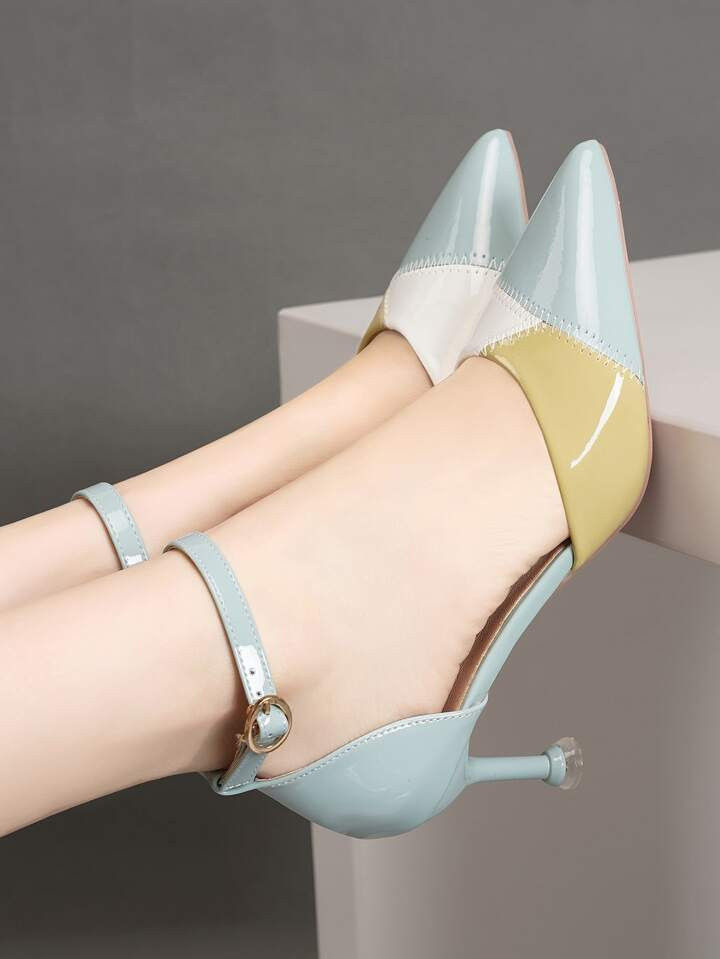Fashionable Women's Colorblock Pointed Toe Hollow Out Stiletto High Heel Pumps | SHEIN