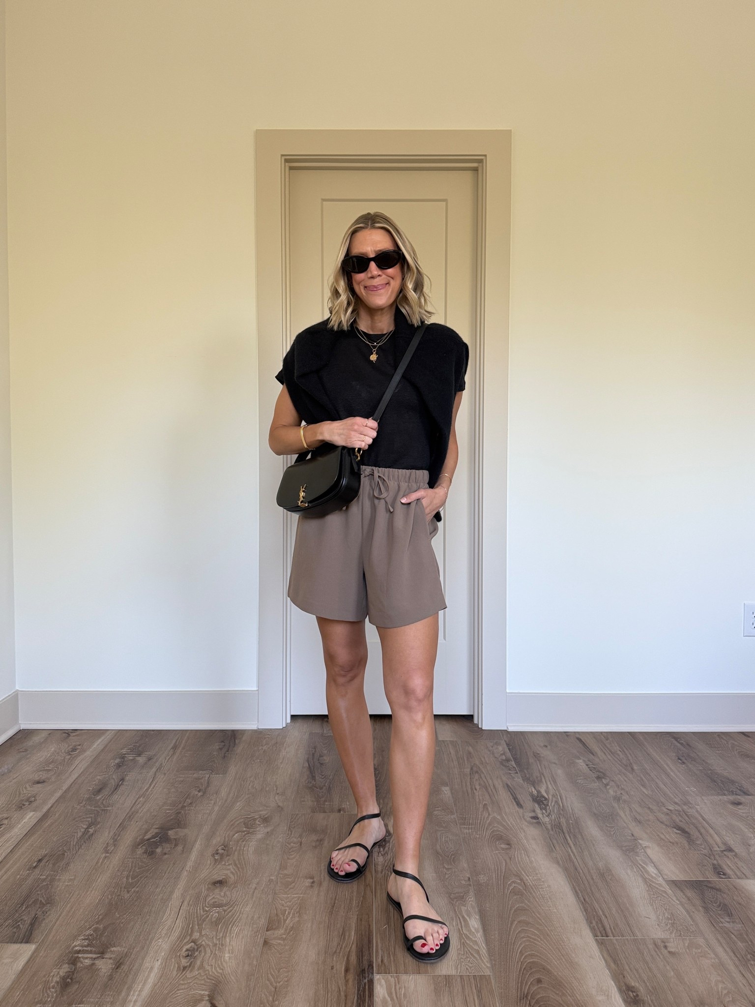 Wearing medium linen tee (sized up for more relaxed), small bralette, small shorts, sandals tts

#LTKSeasonal #LTKootd #LTKOver40