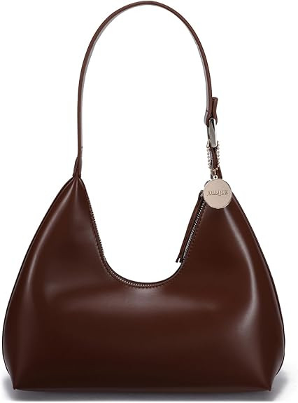 JOLLQUE Shoulder Bag for Women, Small Leather Handbag Purse,Unique Trendy Zipper Hobo Bag | Amazon (US)