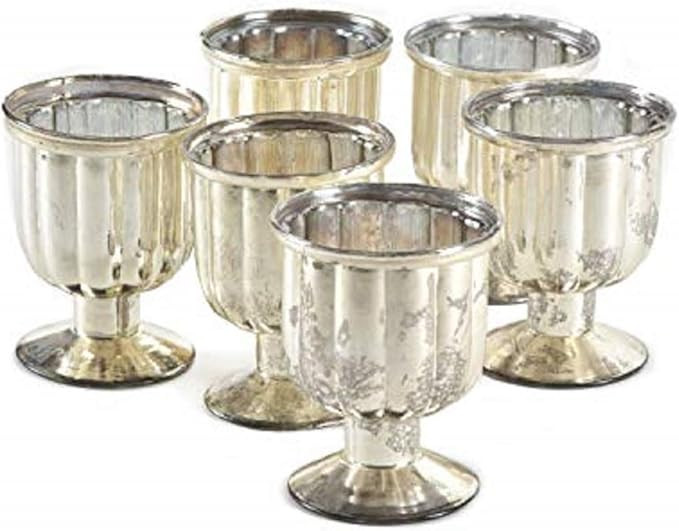 Serene Spaces Living Antiqued Mercury Glass Pedestal Votive, Set of 6 | Amazon (US)