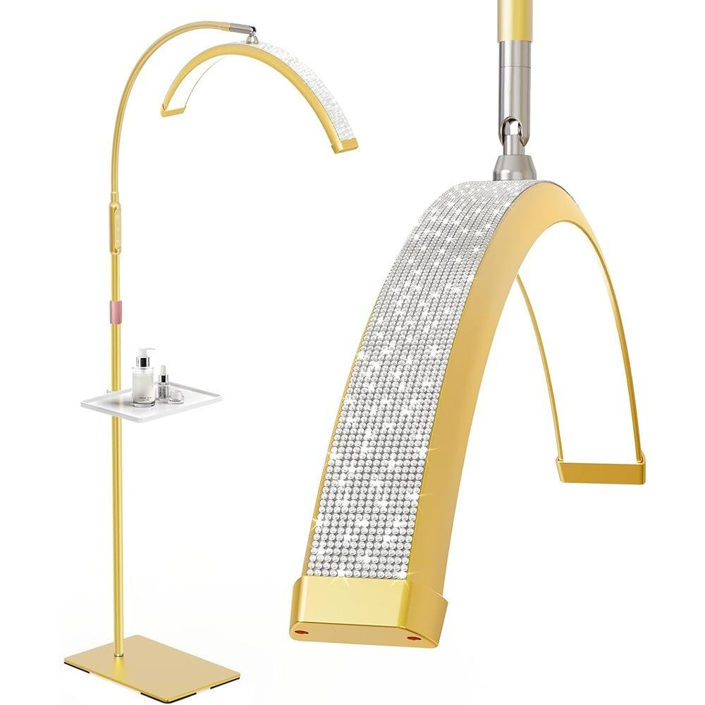 MOSZAR LLC - 23"" Bling Diamond Half Moon Lash Light w/ Adjustable Colors & Tool Tray (Gold) | Best Buy U.S.