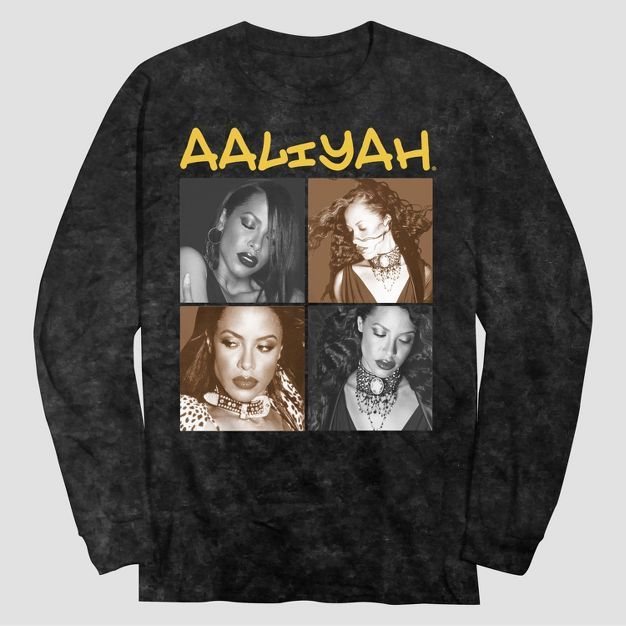 Men's Aaliyah Long Sleeve Graphic T-Shirt - Black Wash | Target